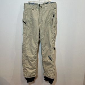 Burton Snowboard Ski Pants Toast Women's Cream Zip Pockets Snap Zip Cuffed SZ M